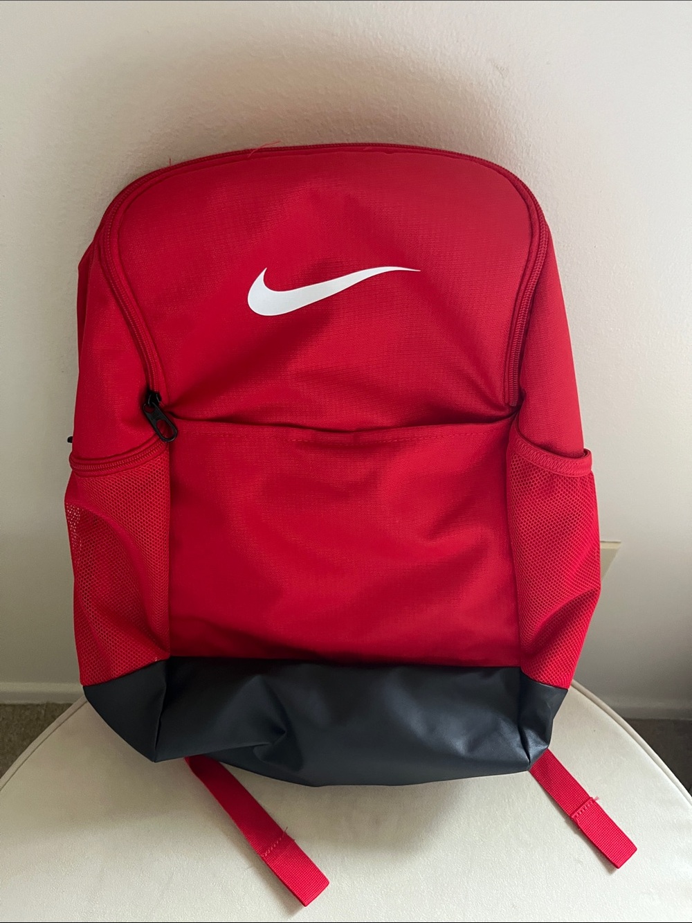 Nike Red and Black Backpack with White Swoosh